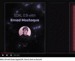 thumbnail of a screenshot of the youtube video of the announcement of SDXL 0.9