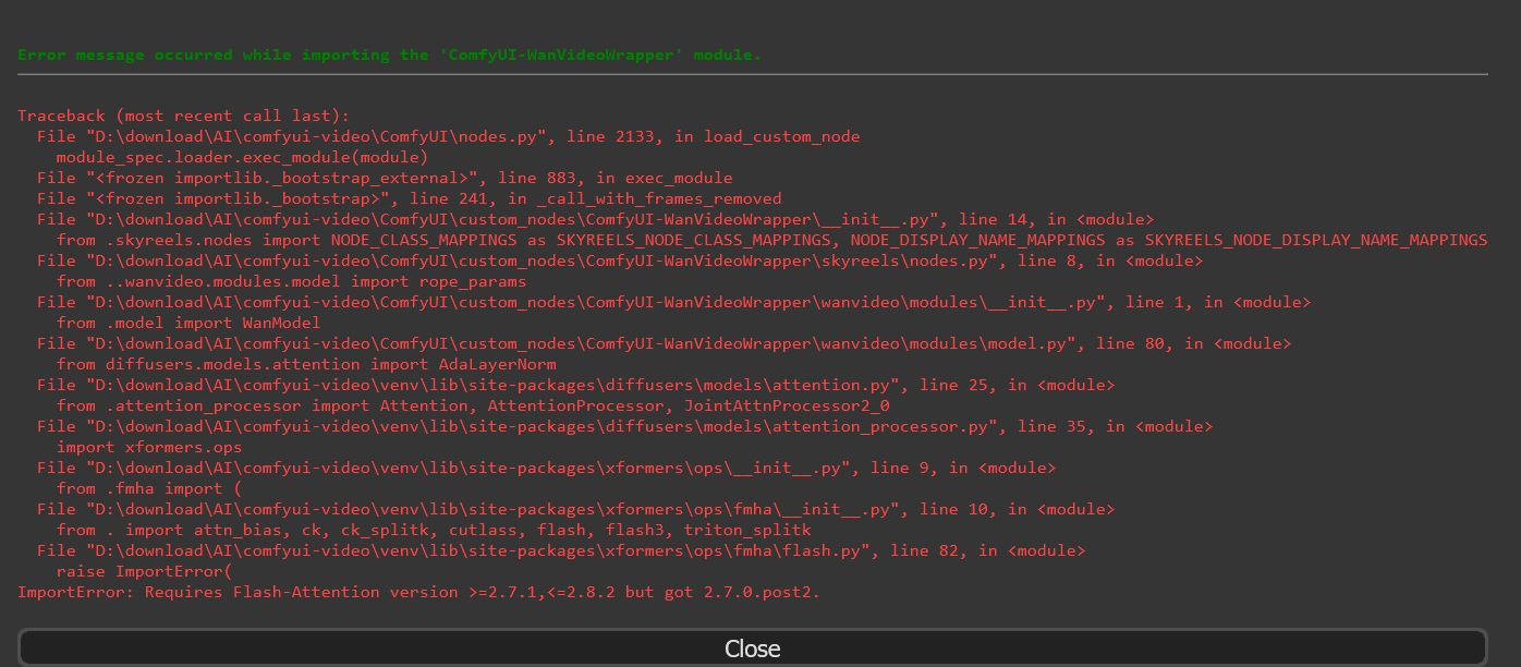 error message flash
attention wanvideowrapper